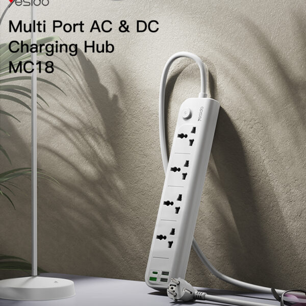 MC18 2 Meter MAx 3250W 4 AC ports EU Standard Power Socket with PD and QC fast charging USB ports