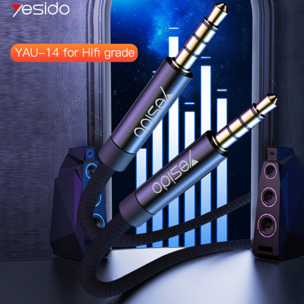 YAU14 1m Nylon Braided 3.5Mm To 3.5Mm Jack plug Speakers Music Connection Aux Auxiliar Audio Cable