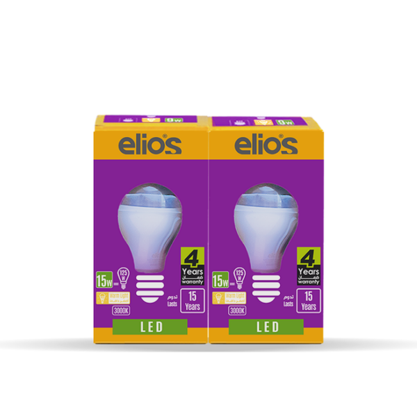 Set of 2 LED BULB (A65) 15W  Warm Light 3000 Kelvin E27