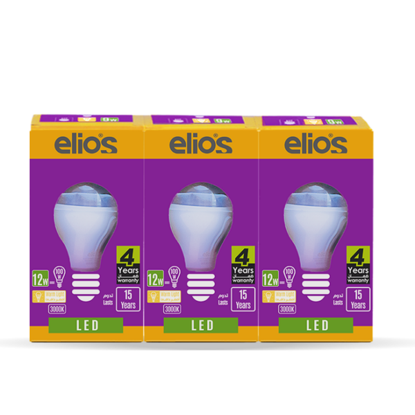 Set of 3 LED BULB (A65) 12W  Warm Light 3000 Kelvin E27
