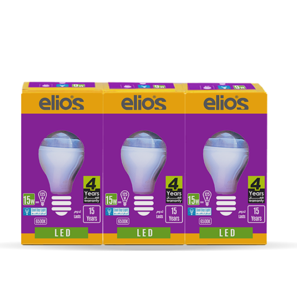 Set of 3 LED BULB (A65) 15W Cool Daylight 6500 Kelvin E27