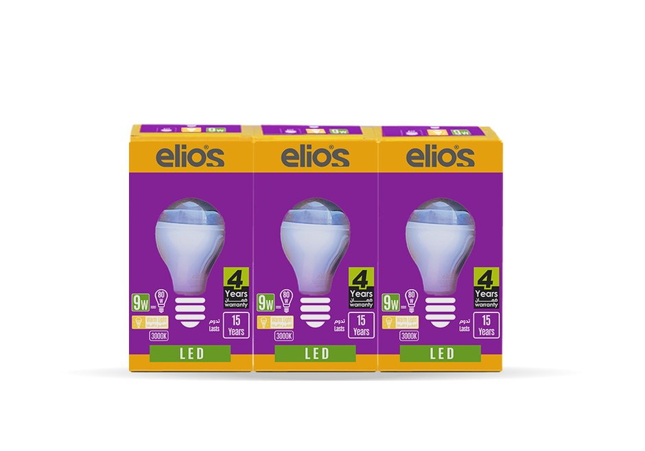 3x9-Warm_940x Set of 3 LED BULB (A55) 9W Warm Light 3000 Kelvin E27 - Image 1
