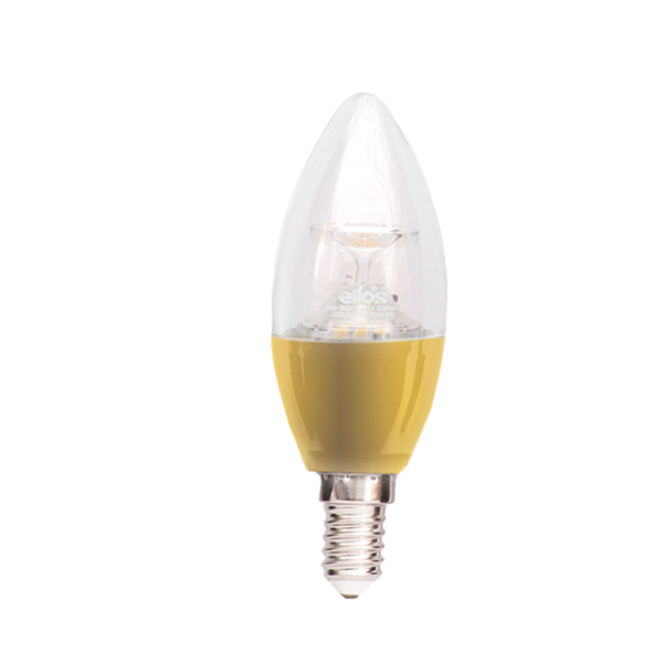 LED CANDLE WITH LENS (C37) 5W Cool Daylight 6500 Kelvin E14 - GOLD BODY