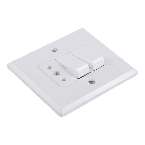 Two Single Pole One-Way Switches & One 2x10A Socket-Outlet