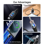 CA128C USB To TC 66W Fast Charging Zinc Alloy Suppport Tablet Charging LED Power Display Data Cable - Image 3