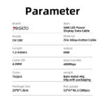 CA128C USB To TC 66W Fast Charging Zinc Alloy Suppport Tablet Charging LED Power Display Data Cable - Image 8