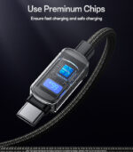 CA128C USB To TC 66W Fast Charging Zinc Alloy Suppport Tablet Charging LED Power Display Data Cable - Image 10