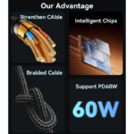 CA190 1.2M PD 60W Fast Charging Type-C To Type-C Max With 480Mbps Data Transfer Braided Data Cable - Image 3