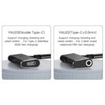 YAU22 Aluminum Alloy 2 in 1 Type-C To Type-C And 3.5mm Audio Splitter Adapter - Image 4