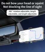 C265 360°Adjustable Rotation Length Adjustable Rearview Mirror Car Phone Holder - Image 10
