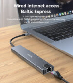 HB27 Aluminum Alloy PD100W Fast Charging Eight In One Type-C Interface Expansion Dock USB Hub - Image 13