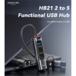 HB21 Aluminum Alloy PD100W Fast Charging Type-C/USB To PD100W + RJ45 + 3 USB Functional USB Hub - Image 2