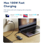 HB21 Aluminum Alloy PD100W Fast Charging Type-C/USB To PD100W + RJ45 + 3 USB Functional USB Hub - Image 4