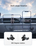 C124 360 Degree Rotation Dual Double Clip Air Vent Outlet Car Holder Cell Mobile Phone Holder - Image 9
