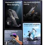 C249 360 Rotation Adjustable One-touch Stabilization Locking Bicycle Car Phone Holder - Image 3