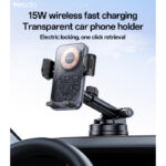 C307 360 Rotation Electric Locking 15W Wireless Fast Charging Transparent Car Phone Holder - Image 2