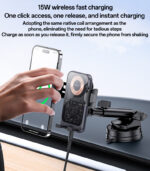 C307 360 Rotation Electric Locking 15W Wireless Fast Charging Transparent Car Phone Holder - Image 9