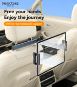 C294 360 Rotating Extra Wide Clamping Arm Long Hip Headrest Car Phone Holder - Image 5