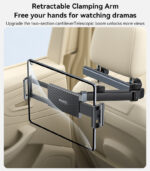 C294 360 Rotating Extra Wide Clamping Arm Long Hip Headrest Car Phone Holder - Image 8