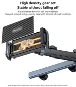 C294 360 Rotating Extra Wide Clamping Arm Long Hip Headrest Car Phone Holder - Image 9