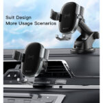C123 Cellphone Mount Holder | Double Base Mobile Car Phone Holder With 15W Qi Wireless Charging - Image 2