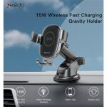 C123 Cellphone Mount Holder | Double Base Mobile Car Phone Holder With 15W Qi Wireless Charging - Image 3