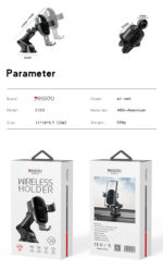 C123 Cellphone Mount Holder | Double Base Mobile Car Phone Holder With 15W Qi Wireless Charging - Image 7