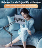 C295 360°Rotating Silicone Collet Floor Standing Tablet Cantilever Bracket Desktop Lazy Man Stand - Image 6