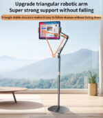 C295 360°Rotating Silicone Collet Floor Standing Tablet Cantilever Bracket Desktop Lazy Man Stand - Image 10