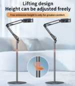 C295 360°Rotating Silicone Collet Floor Standing Tablet Cantilever Bracket Desktop Lazy Man Stand - Image 12