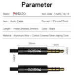 YAU14 1m Nylon Braided 3.5Mm To 3.5Mm Jack plug Speakers Music Connection Aux Auxiliar Audio Cable - Image 8