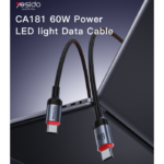 CA181 1.2M PD60W Fast Charging Type-C To Type-C 48-Strand Braided Cable Power LED Light Data Cable - Image 2