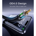 CA181 1.2M PD60W Fast Charging Type-C To Type-C 48-Strand Braided Cable Power LED Light Data Cable - Image 4