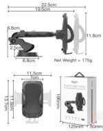 C111 360 Arm Truck Car Adjustable Mobile Phone Dash Windshield Clip Phone Holder On Dashboard - Image 7