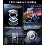 C308 Low Temperature 15W MAX Flowing Light Magnetic Suction Wireless Fast Charging Phone Holder - Image 3