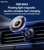 C308 Low Temperature 15W MAX Flowing Light Magnetic Suction Wireless Fast Charging Phone Holder - Image 6