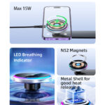 C292 360 Free Rotating LED Breathing Indicator Light Max 15W Fast Charging Wireless Phone Holder - Image 3