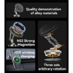 C306 360 Rotation Three Axis Stable Anti Shake Zinc Alloy 15W Wireless Charging Phone Holder - Image 3