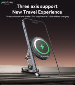 C306 360 Rotation Three Axis Stable Anti Shake Zinc Alloy 15W Wireless Charging Phone Holder - Image 6