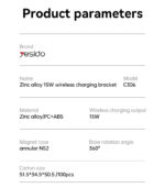 C306 360 Rotation Three Axis Stable Anti Shake Zinc Alloy 15W Wireless Charging Phone Holder - Image 8