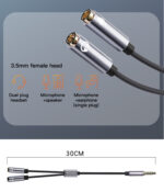 YAU28 15cm 3.5mm Male Jack To Female Earphone And Microphone Port AUX Audio Cable - Image 11