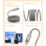 CA172C 1M Length TC To TC Built-in Intelligent Chip PD 60W Fast Charging Magnetic Saving Data Cable - Image 3