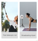 SF12 5 level Aluminum Alloy Portable With LED Ring Light Phone Holder Stand Selfie Stick - Image 13