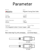 CA172C 1M Length TC To TC Built-in Intelligent Chip PD 60W Fast Charging Magnetic Saving Data Cable - Image 8