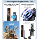 SF24 360 Adjustable BT5.2 Aluminum Alloy 2 in 1 Magnetic Double Clamp Selfie Stick Tripod - Image 4