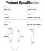 YAU46 Aluminum Alloy USB to 3.5MM High Ficelity Sound 48KHZ High Sampling Audio Cable - Image 8
