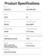 SF29 360 Rotation 43CM Length BT5.2 Detachable Remote Control Reinforced Tripod Mini Selfie Stick - Image 8