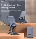 C184 new design 360 rotating phone holder | aluminum alloy folding phone holder on the table - Image 6