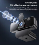 KM14 360 Ratation 2K 2 Million Pixels HD Camera Built-in Microphone Autofocus 1.5M Line USB Camera - Image 10