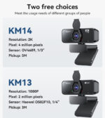 KM14 360 Ratation 2K 2 Million Pixels HD Camera Built-in Microphone Autofocus 1.5M Line USB Camera - Image 16